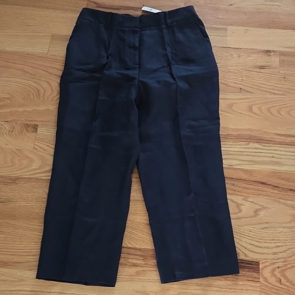 BRAND NEW Talbots Dark Navy Linen Cropped Pants Size 8P